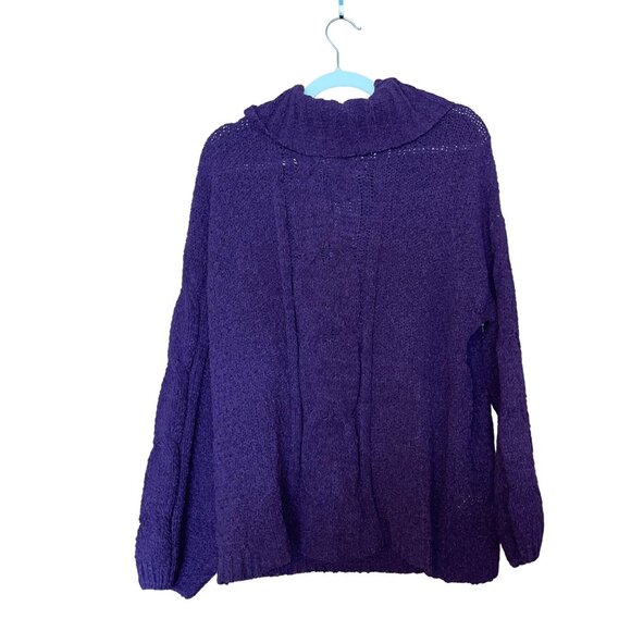 NWT Seven7 Chenille Sweater Purple Turtleneck Large - Picture 1 of 6